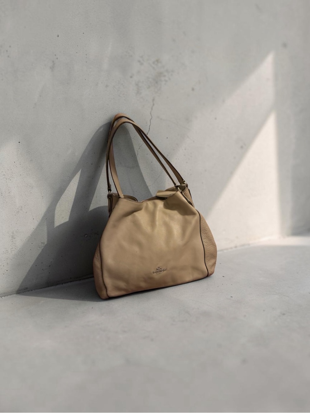 Coach Taupe Leather Satchel Shoulder Bag